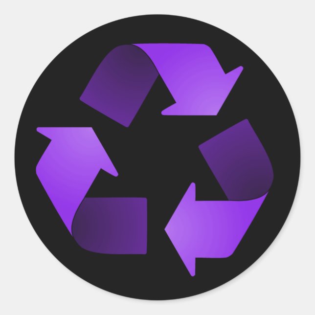 Adesivo Símbolo de Reciclagem roxo (Frente)