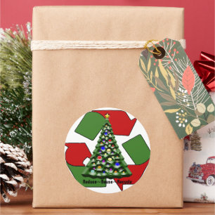 Adesivo Símbolo de Reciclar Mobius Verde Vermelho - Natal