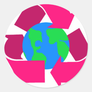 Adesivo símbolo de reciclar rosa