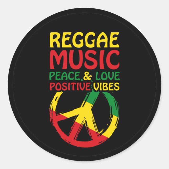 Adesivo Símbolo de Reggae e Paz com citações positivas (Frente)
