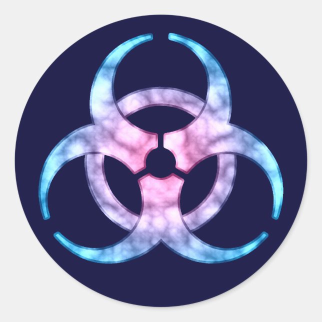 Adesivo Símbolo de risco biológico azul (Frente)