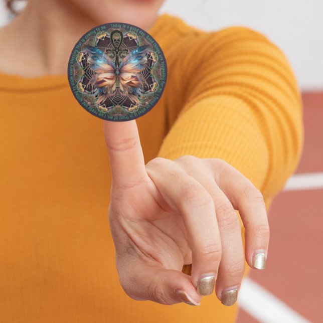 Adesivo Símbolo de Vida da Borboleta Ankh Mandala Afirmaçã (spread the goodness with your favourite affirmation with ankh life artistry mandala by webgrrl.)