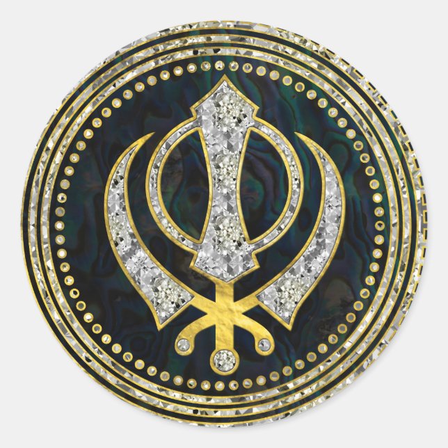Adesivo Símbolo decorativo do Khanda com pedras magnéticas (Frente)