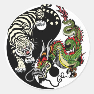 Adesivo símbolo do dragão e do tigre yin yang