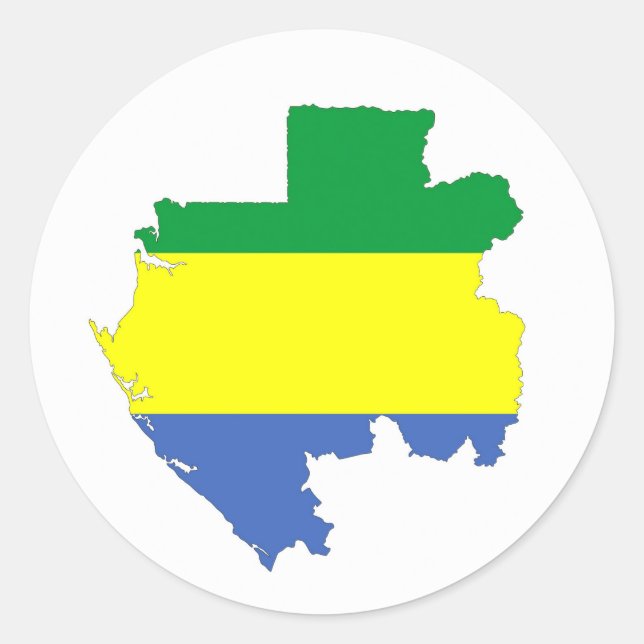 Adesivo símbolo do mapa de forma do mapa do país gabon (Frente)