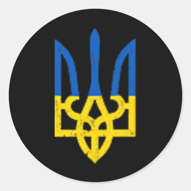 Adesivo Símbolo do Tridente Ucraniano - Apoio à Bandeira d (Frente)
