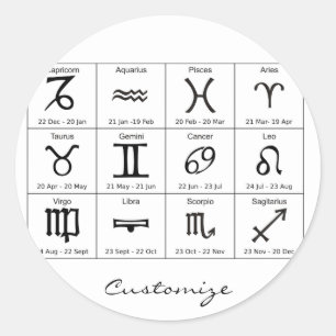 Adesivo Símbolo Dom Zodíaco Calendário de Astrologia Th