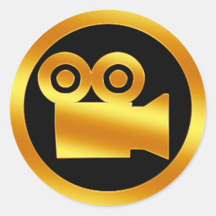 Adesivo Símbolo Dourado da câmera de filme