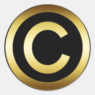 ADESIVO SÍMBOLO DOURADO DE COPYRIGHT