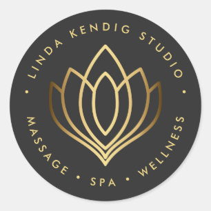 Adesivo Símbolo Dourado de ioga lotus  Cinza massagem spa