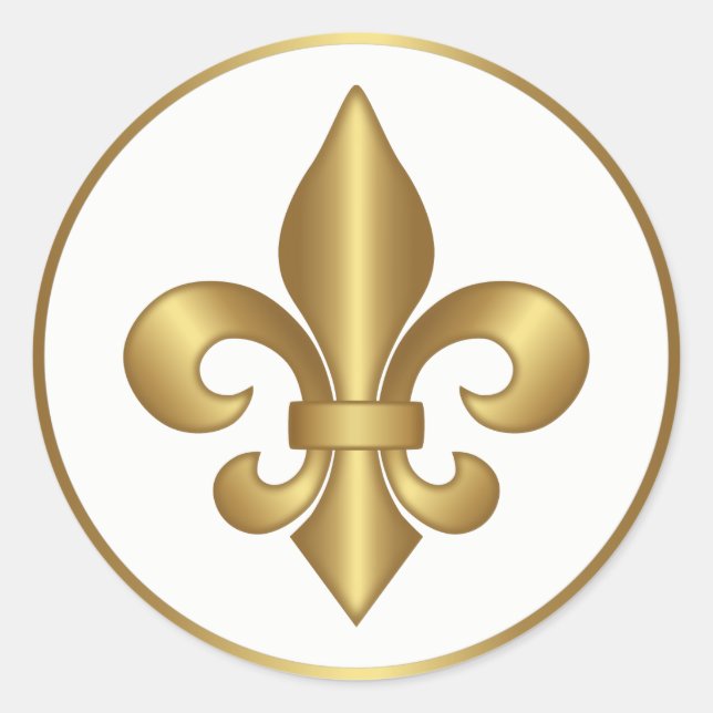 Adesivo Símbolo Elegante de Fleur de Lis, Dourada, (Frente)