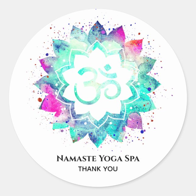 Adesivo *~* Símbolo Espiritual OM Lotus Flor Aum (Frente)