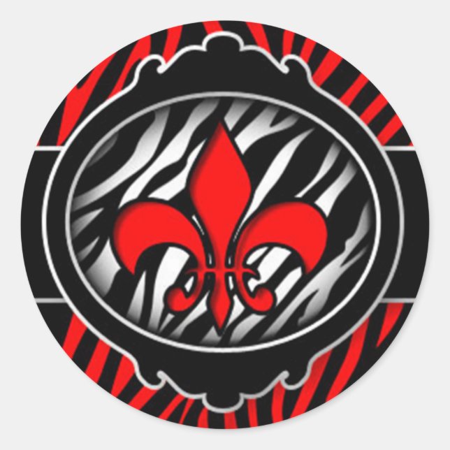 Adesivo símbolo fleur de lis de zebra vermelha perversa (Frente)