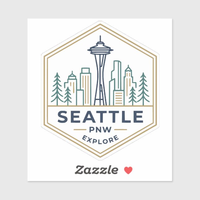 Adesivo Símbolo Hexagonal Mínimo do Horizonte de Seattle P (Folha)