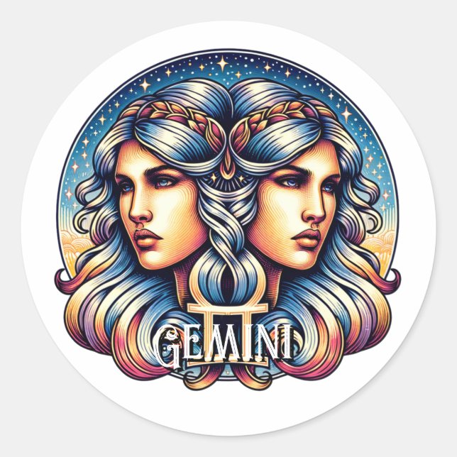Adesivo Símbolo Horoscópio Gemini | Sinal de Astrologia Gê (Frente)