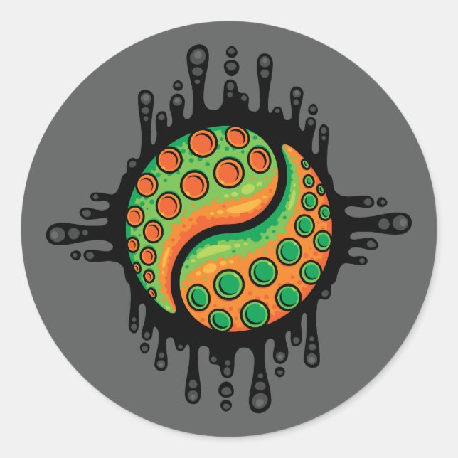 Adesivo Símbolo Inky Octopus Tentacle Yin Yang (Frente)