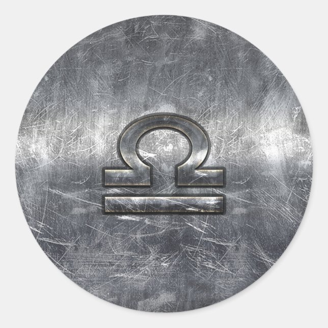 Adesivo Símbolo Libra Zodiac no estilo de aço granulado pr (Frente)