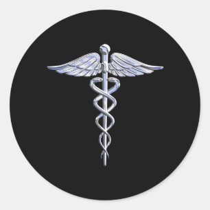 Adesivo Símbolo Médico Caduceus em Preto