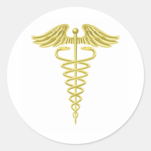 Adesivo Símbolo médico do ouro Caduceus (Frente)