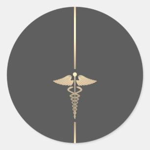 Adesivo Símbolo Minimalista de Caduceus Dourado