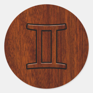 Adesivo Símbolo moderno do zodíaco dos Gêmeos no mogno