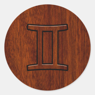 Adesivo Símbolo moderno Gemini Zodiac em Mahogany como imp