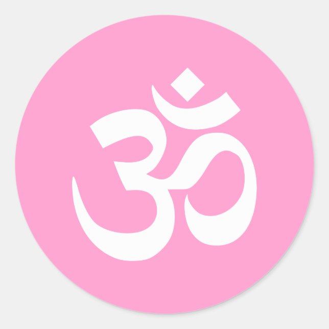 Adesivo Símbolo Om Rosa e Branco (Frente)