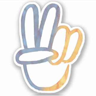 Adesivo Símbolo PEACE V-Sinal Liberdade Anti-Guerra Azul
