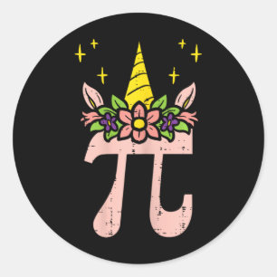 Adesivo Símbolo Pi Day Unicorn Head Cute 314 Math Pun Geek