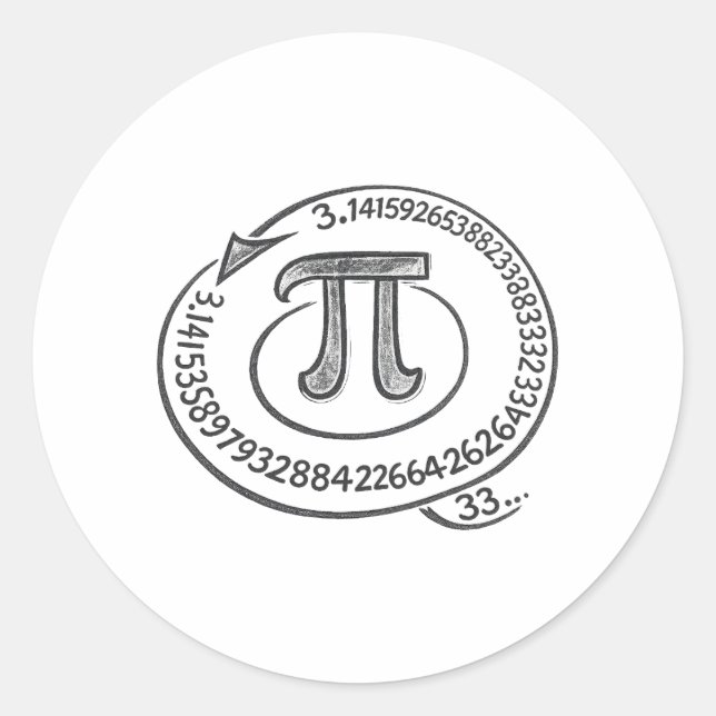 Adesivo Símbolo Pi Estilo Giz com Dígitos – Dia do Pi Mate (Frente)