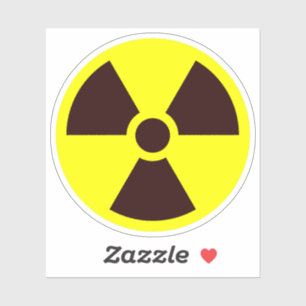 Adesivo Símbolo Preto do Trefoil em Fundo Amarelo