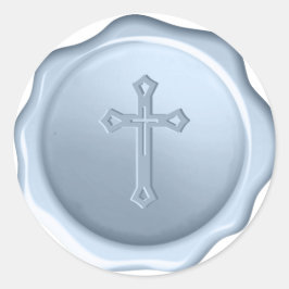 Adesivo Símbolo Religioso com Selo de Cera Azul Desbotado 