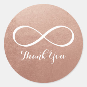Adesivo Símbolo Rosa Dourado de Infinito Branco Obrigado