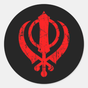 Adesivo Símbolo vermelho riscado de Khanda do sikh no