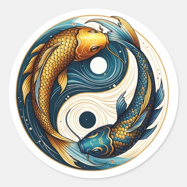 Adesivo Símbolo Yin Yang Japonês Koi Fish (Frente)