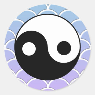 Adesivo Símbolo Yin Yang no fundo das ondas