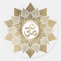 Símbolo Yoga Om Dourado Lotus Flower Namaste