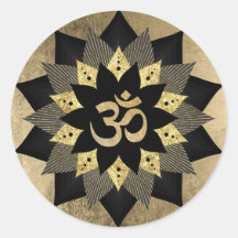 Símbolo Yoga Om Preto e Dourado Flor de Lotus