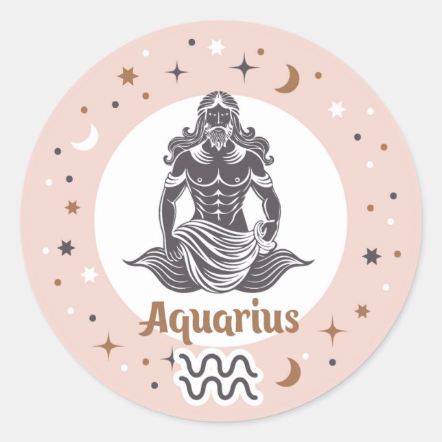 Adesivo Símbolo Zodiac Aquarius (Frente)