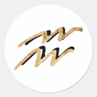 Adesivo Símbolo Zodiac Astrologia Aquário símbolo dourado 