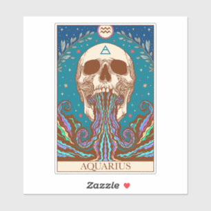 Adesivo Símbolo Zodíaco Aquarius Tarot Card Sticker