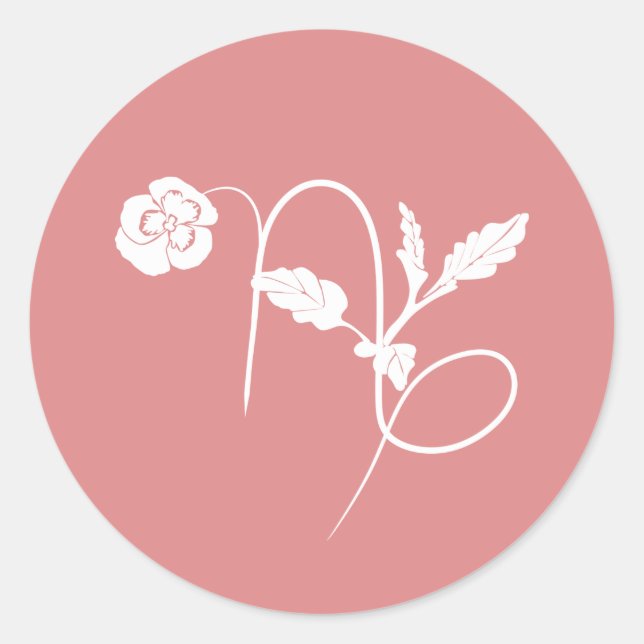 Adesivo Símbolo zodíaco de flores de nascimento do Capricó (Frente)