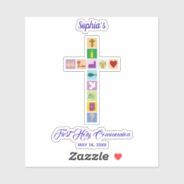 Adesivo Símbolos Cruzados Coloridos da Primeira Comunhão M