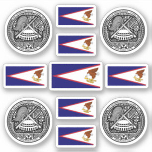 Adesivo Símbolos da Samoa / casaco de armas e bandeira