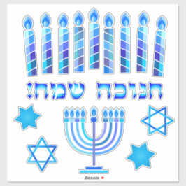 Adesivo Símbolos de Férias do Festival Feliz Hanukkah