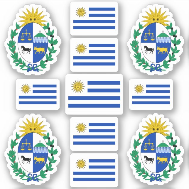 Adesivo Símbolos do Estado uruguaio / casaco de armas e ba (Frente)