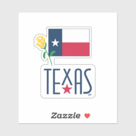 Adesivo Símbolos do Texas, Bandeira do Texas e Rosa Amarel