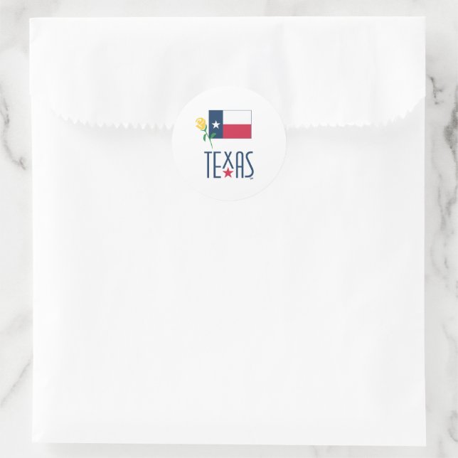 Adesivo Símbolos do Texas, Bandeira do Texas e Rosa Amarel (Bolsa)