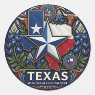 Adesivo Símbolos do Texas Lone Star e Orgulho do Estado ✦