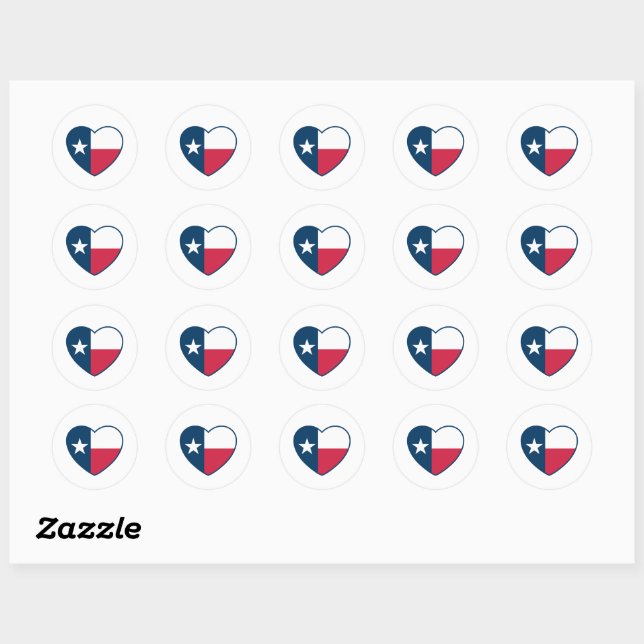 Adesivo Símbolos do Texas, Texas Flag, Heart (Folha)